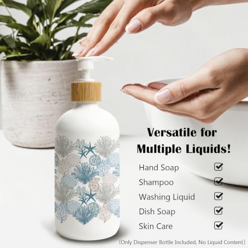 Coastal Beach Glass Soap Dispenser with Pump - color: Seashell 01