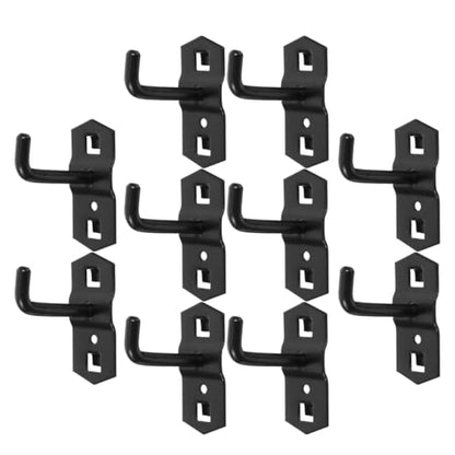 Veemoon Square Pegboard Wall Hooks, 10pcs Peg Board Tool Storage Hangers Heavy Duty Shelf Brackets Storage Organization Board Hooks for Kitchen Workshop Wall Mount Display Organizer, Black