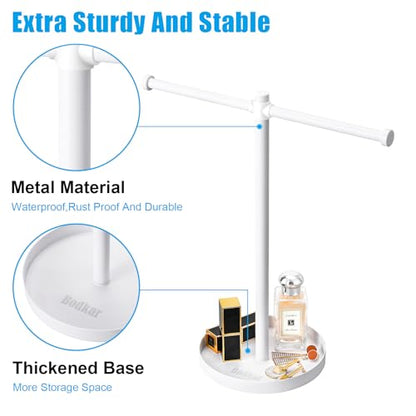 bodkar Jewelry Necklace Holder Organizer,12.9" Sturdy Metal Jewelry Stand - color: White