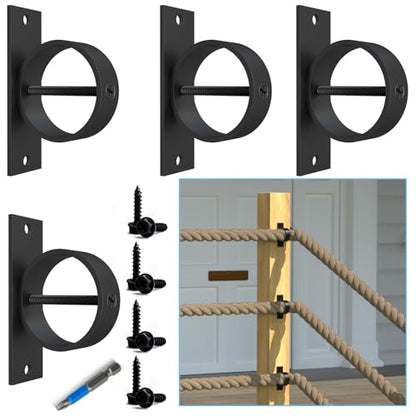 4 Packs 2inch Black Rope Support Holder with Cross Screw - size: 2" for side post