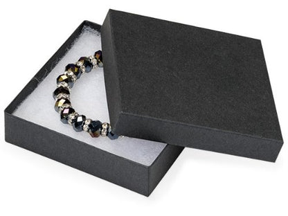 RJ Displays 16 Pack Cotton Filled Matte Black Color Paper Cardboard Jewelry Necklace Bracelets Watch Brooches Gift Packaging and Retail Display Boxes Size- 3.5 X 3.5 X 1 Inch