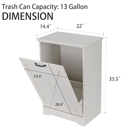 13 Gallons Tilt Out Trash Can Cabinet, Antique White - color: White