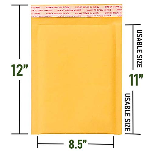 SALES4LESS - Kraft Bubble Mailers, Self-Seal, Waterproof & Cushioned Padded Envelopes for Shipping, 8.5 x 12 in (10 Pack, Gold) - size: 8.5 x 12 in