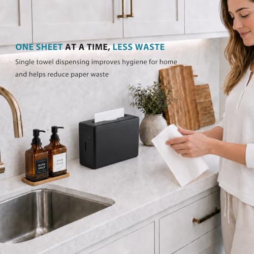 Multifold Paper Towel Dispenser Countertop Black Wide Design Large Capacity - color: D-34 Black