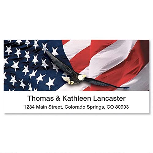 Colorful Images Patriotic Freedom Flag Return Address Mailing Labels, Personalized in The USA with Names & Addresses, Set of 144 Self Adhesive, Easy Peel Flat Label Sheets, 1⅛” x 2¼”, 1 Design - style: Freedom-Large