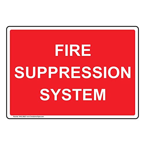ComplianceSigns.com Fire Suppression System Sign, Red 10x7 in. Plastic for Fire Safety/Equipment