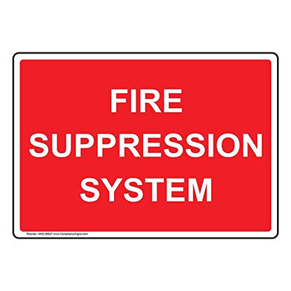 ComplianceSigns.com Fire Suppression System Sign, Red 10x7 in. Plastic for Fire Safety/Equipment
