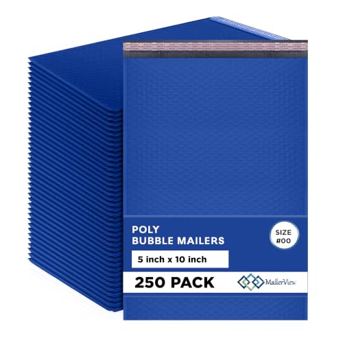 Royal Blue Bubble Mailers 5x10, Self Seal Poly Padded Envelopes #00, 250 Pack - color: Royal Blue, size: 5"x10" / 250 Pack