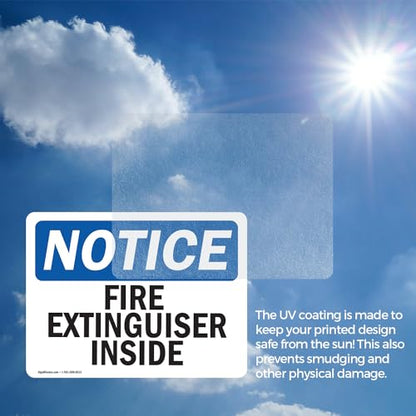 (2 Pack) Fire Extinguisher Inside OSHA Notice Sign 18 Inch X 12 Inch Vinyl Label Decal Sticker Weather Resistant, UV Protected for Workplace, Business, and Construction Site, Made in the USA - size: 18 Inch X 12 Inch, style: Vinyl Decal