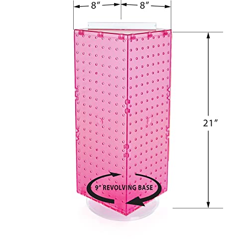 Azar Displays 703385-PNK Four-Sided Revolving 8”W X 20”H Pegboard Counter Display, Pink - color: Pink, style: Pegboard Only
