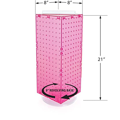 Azar Displays 703385-PNK Four-Sided Revolving 8”W X 20”H Pegboard Counter Display, Pink - color: Pink, style: Pegboard Only