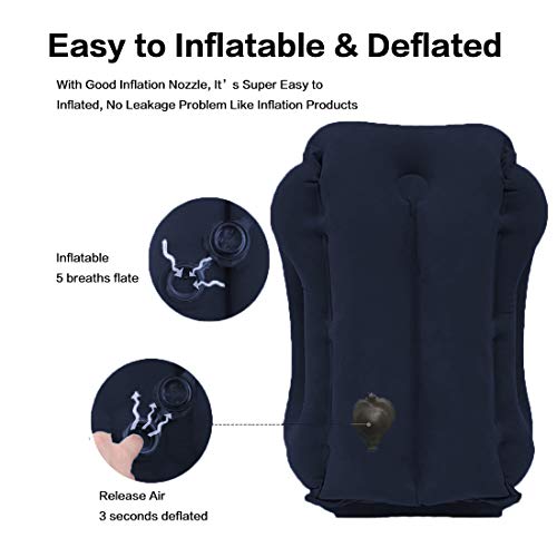 Inflatable Travel Pillow for Airplane, Inflatable Neck Air Pillow for Sleeping(Blue)