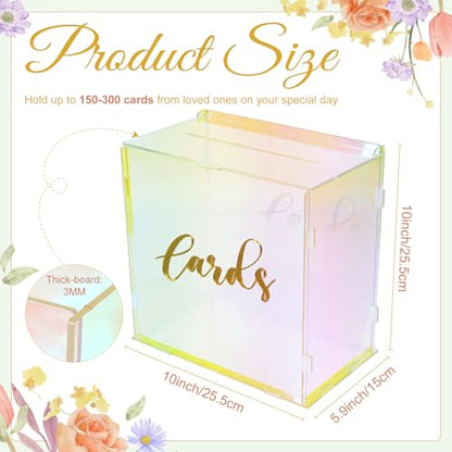 Acrylic Wedding Card Box with LED Lights, Colorful Gift Card Box for Party - color: Colorful