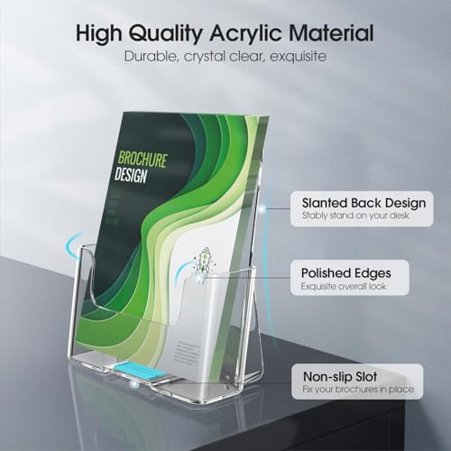 MaxGear Acrylic Brochure Holder 6x8 Inch, Clear Pamphlet Holder 2 Pack - size: 6"x9"-Rounded Corner Version
