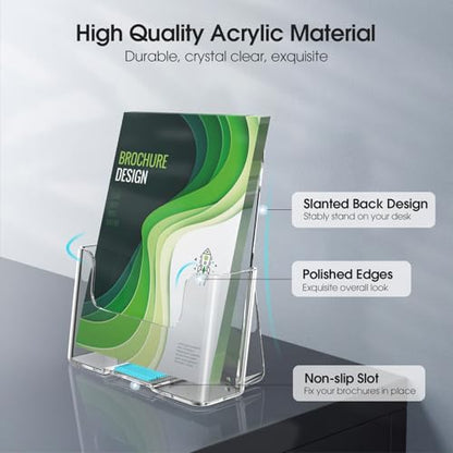MaxGear Acrylic Brochure Holder 6x8 Inch, Clear Pamphlet Holder 2 Pack - size: 6"x9"-Rounded Corner Version