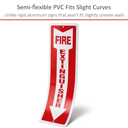 (8 Pack) Self-adhesive Fire Extinguisher Sign, 12" x 4" Durable Plastic Fire Extinguisher Sticker for Business and Home Use, Indoor, Outdoor, 20 Mil Thick PVC Safety Signs, Weather-resistant, No Fade, Easy to Install