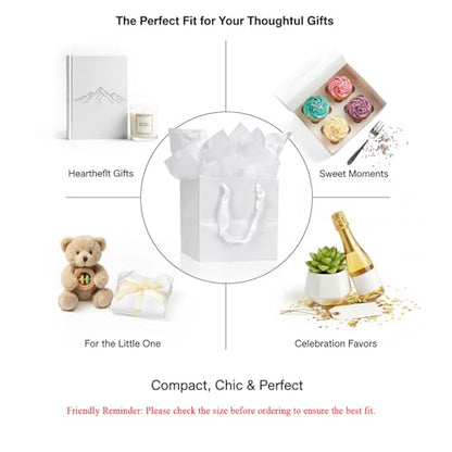 Aosric 12 Pack 8"x8"x8" White Square Gift Bags with Tissue Paper - color: White