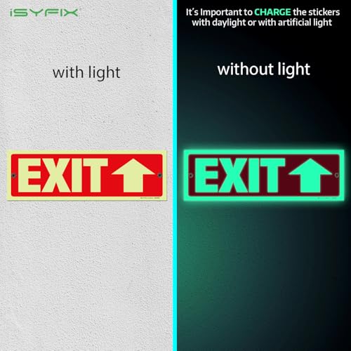 iSYFIX Exit Signs with Directional Up Arrow, 2 Pack, 12x4 Inch - color: Plastic Up Glow, size: 2 Pk 12x4