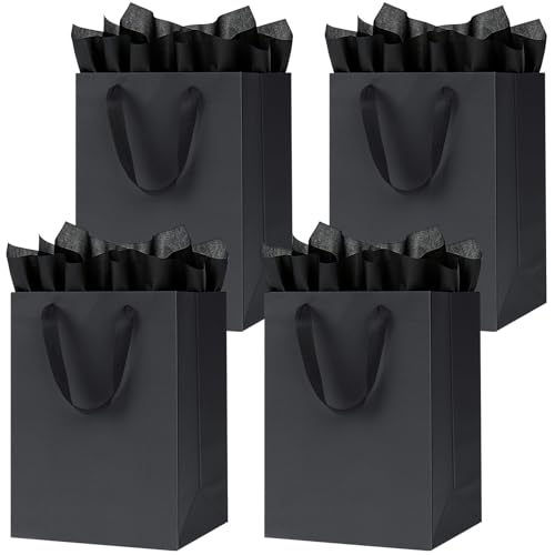 Shintop 12pcs 7.9x3.9x11 in Black Gift Bags with Handles - color: S-12-Black