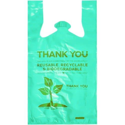 2000 Pcs Green Biodegradable Bags with Handles 22" x 12" Plastic T-Shirt Shopping Carryout Bags for Grocery Supermarket Retail Store Restaurant Takeout Merchandise Checkout Packaging - size: 1 Count (Pack of 2000)