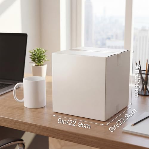 CRUGLA 9x9x9 Shipping Boxes 15 Pack, White Corrugated Cardboard Boxes with Side-Lock and Pre-Applied Double-Sided Tape, Easy Assemble Packing Mailer Boxes for Small Business Shipping - size: 9x9x9 Inch 15 Pack