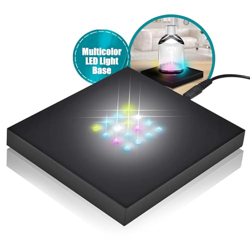 16 LED Multi-Color Light Stand Base- Lighted Acrylic Display, Crystal Display, Trophy & Art Hologram, 3D Pedestal Stand for Crafts, & Other Special Centerpieces, 4.5V AC/USB Adapter, Matte Black - style: Multi-Color Light