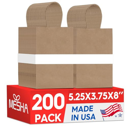 MESHA Gift Bags 200Pcs 5.25x3.75x8 Small Brown Paper Bags with Handles Bulk - color: Brown