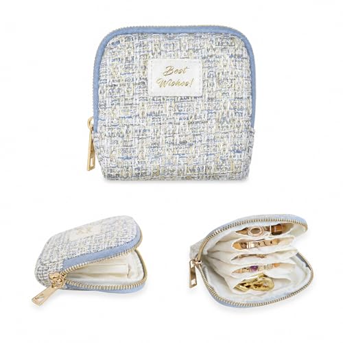 Stratalife Small Travel Jewelry Case, Qulited Storgae Pouch - color: Quilted Blue