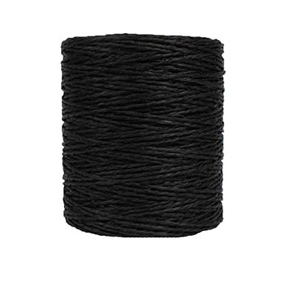 Natural Cotton Rayon Raffia Yarn for Black Crochet Summer Sun Hat, Beach Bag, Raffia Ribbon Crochet Straw Knit Yarns, Knitting Craft Packing Twine Materials,280 Meters/306 Yards - color: Black