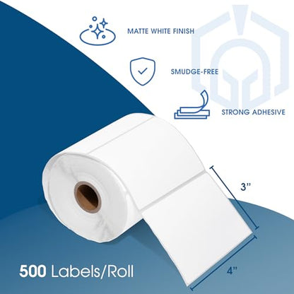 4" X 3" Direct Thermal Labels (2000 Count, 4 Rolls) - size: 4" X 3"