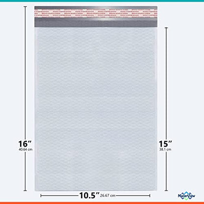 Bubble Mailers 10.5x16, Self Seal Poly Padded Envelopes #5, 100 Pack Bulk - color: White, size: 10.5"x16" / 100 Pack