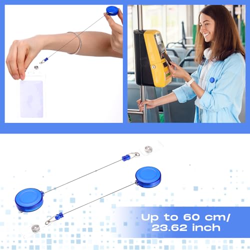 Zonon 100 Pcs Retractable Badge Reel ID Holder with Clip,Transparent Blue - color: Transparent Blue