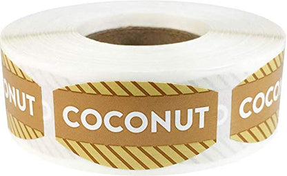 Coconut Grocery Store Food Labels .75 x 1.375 Inch Oval Shape 500 Total Adhesive Stickers - color: Coconut