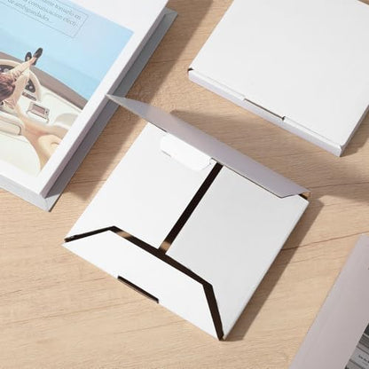 50 Pcs Cd Mailer Box, 5.9 x 5.3 x 0.7 inch Cd Shipping Boxes, Corrugated Mailing Bags for Moving, Shipping, Storage, or Small Business Packaging (White)
