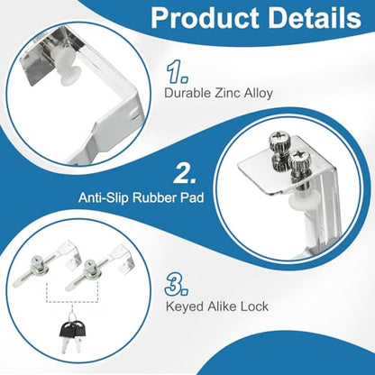 2.1" Luminous Sliding Glass Door Ratchet Lock Fit 1.57-1.97" Silver - color: Silver, size: 2.1"