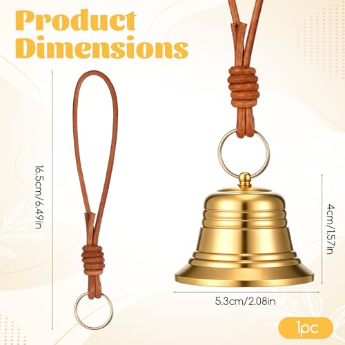 JJUNW 2 Pcs Small Hanging Bell for Door Knob, Gold Brass Hanging Bells