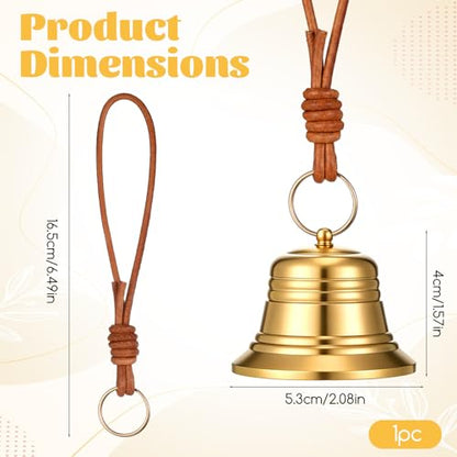 JJUNW 2 Pcs Small Hanging Bell for Door Knob, Gold Brass Hanging Bells