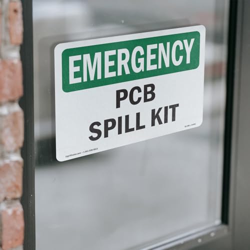 PCB Spill Kit OSHA Emergency Vinyl Decal Label 10 Inch x 7 Inch - 5 Pack - color: Vinyl Decal, size: 5 Pack of 10" x 7"