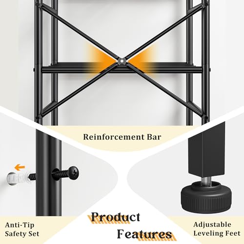 DurayLoly Metal Shelving with Hooks & Side Panel for Pantry Storage, 5-Tier - size: 17.7" W x 11.81" D x 58.26" H (5T)