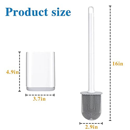 Silicone Toilet Brush and Holder, Wall Mounted No Rust Problem White - color: White