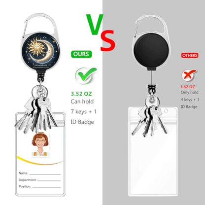 Funny Sun Moon Retractable Badge Reel with Lanyard & ID Badge Holder - color: Funny Sun Moon