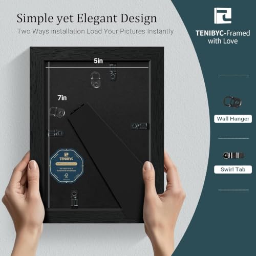 5x7 picture frame 4 Pack, 4x6 Mat, Black Wood, Glass, for Photo - color: Black, size: 5 X 7