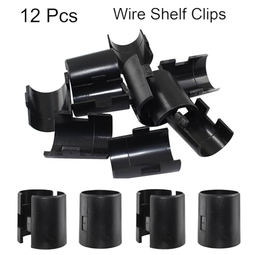 Hordion 12Pcs Wire Shelf Clips, Plastic Shelf Lock Clips for 1-1/2 in Post - size: 1-1/2 inch+12pcs