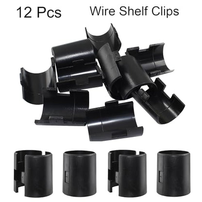 Hordion 12Pcs Wire Shelf Clips, Plastic Shelf Lock Clips for 1-1/2 in Post - size: 1-1/2 inch+12pcs