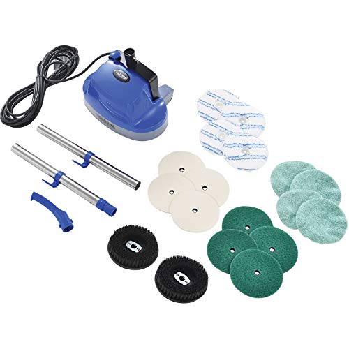 Global Industrial Mini Floor Scrubber With Floor Pads, 11" Cleaning Path