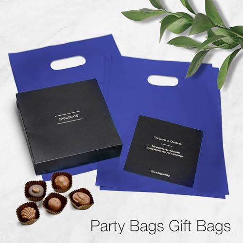100 Indigo color Plastic Bags With Handles 9x12 Merchandise Bags - color: Indigo
