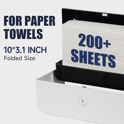 AIKE 200 Sheets Wall Mount Paper Towel Dispenser,Fit Multifold Paper,White - color: White