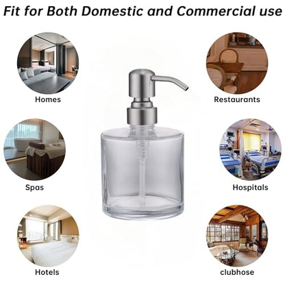 Clear Glass Soap Dispenser with Rust Proof Stainless Steel Pump, Brushed Nickel Refillable Liquid Hand Soap Dispenser for Bathroom, Kitchen (11Oz, Round) - color: Brushed Nickel, size: 11 oz Round