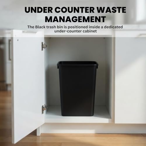 44-Quart, 11 Gallon Plastic Trash Can, 2 Black Durable Garbage Bin - color: Black, size: Double-Bins