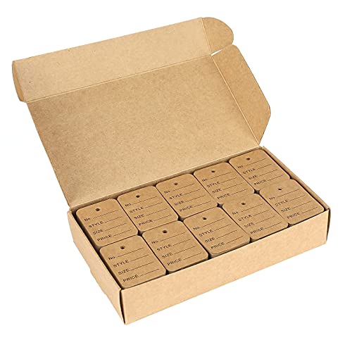 G2PLUS 1000 PCS Price Tags, 1.97 x 1.38 in Clothes Size Labels, Unstrung - color: Brown Square